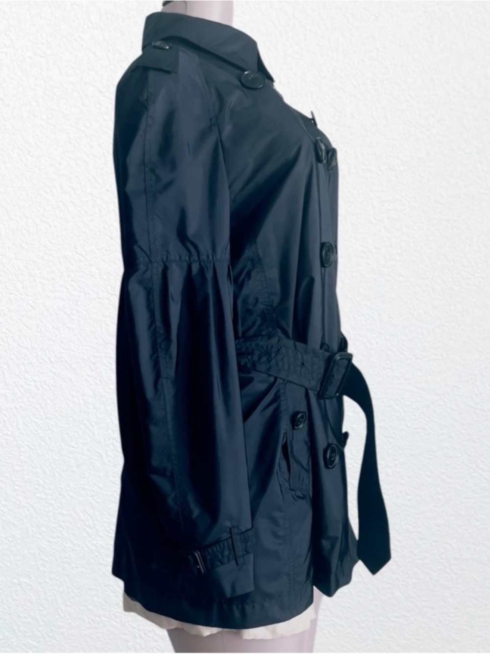 Burberry Classic Double Breasted Trench Raincoat Iconic Navy Polyamide SZ 4 - Picture 6 of 14